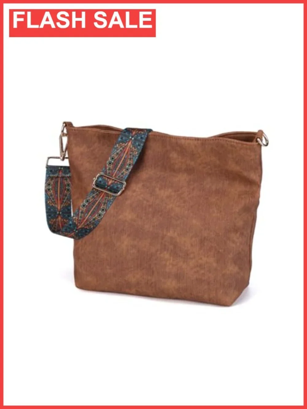 Slouchy Hobo Crossbody Bag Faux Leather Adjustable Guitar Strap Women's Purse